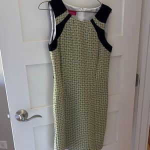 Nine & Co. Navy and Green Tweed Midi Dress